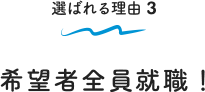 選ばれる理由 3 希望者全員就職！