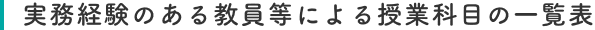 実務経験のある教員等による授業科目の一覧表